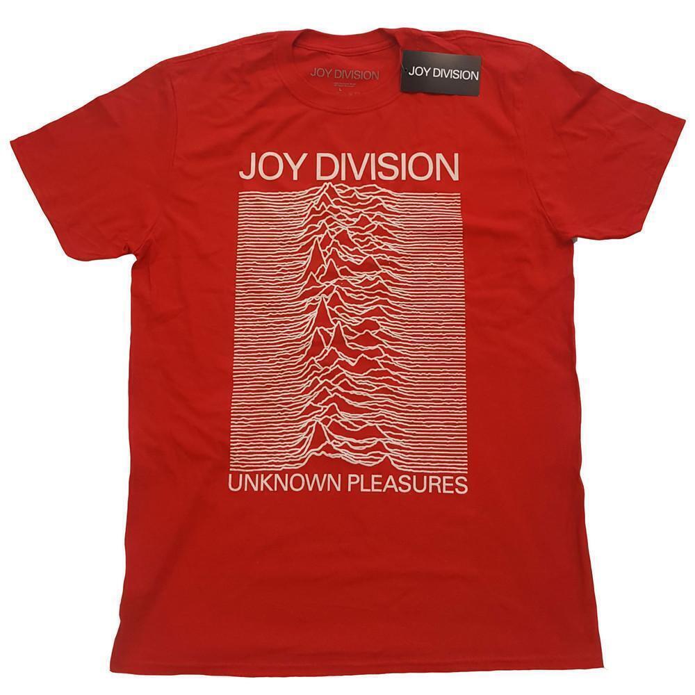 Joy Division Unisex T Shirt Unknown Pleasures White On Red